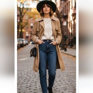 J. Crew Double Breasted Belted Khaki Trench Iconic Classic Coat Size 10P